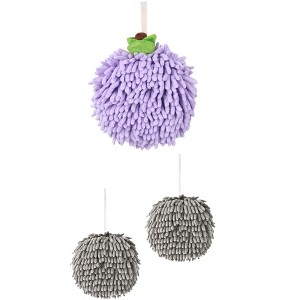 REGALWOVEN Chenille Soft Absorbent Fuzzy Hand Towels 3 Pack for Bathroom, Kitchen 6" x 6" - 1 of 4