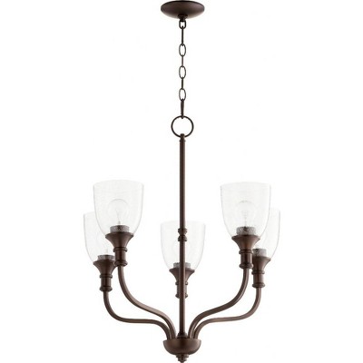 Quorum Lighting Richmond 5-Light Chandelier, Oiled Bronze, Clear/Seeded Glass