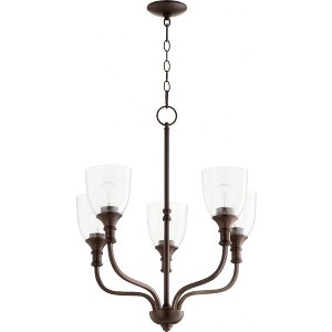 Quorum Lighting Richmond 5-Light Chandelier, Oiled Bronze, Clear/Seeded Glass - 1 of 3