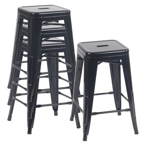 YOUNIKE Set of 4 Metal Bar Stools Backless Stackable Indoor-Outdoor Use Industrial Counter Height Bar Chairs - 1 of 4