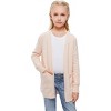 BLUEMING Girls Solid Color Knit Cardigan Long Sleeve Button Front Sweater with Pockets Adorable Loose Fit Kids Outerwear - 2 of 4