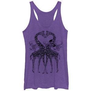 Women's Lost Gods Giraffe Heart Racerback Tank Top - 1 of 3