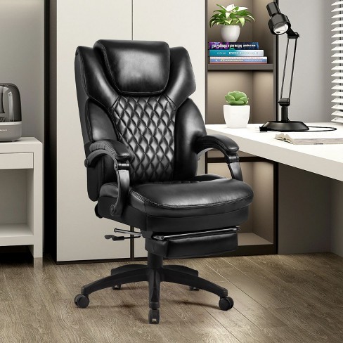 Black High Back Big Tall Office Chair With Footrest Bonded Leather Ergonomic Executive Desk Computer Swivel Chair Oversized Armchairs the Pop Home Target