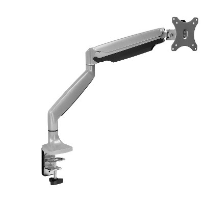Mount-It! Single Monitor Arm Desk Mount | Full Motion Articulating Height Adjustable | Fits 21 - 32 in | Gas Spring, Clamp and Grommet Base | Silver