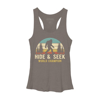 Women's Design By Humans Bigfoot - Hide And Seek World Champion By clickbong Racerback Tank Top