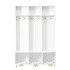 CAVINAS Freestanding Coat Racks with Bench and High Gloss Fluted Doors,Hall Tree with 6 Hooks and Legs,Luxurious Coat Rack for Entryway,White - 3 of 4