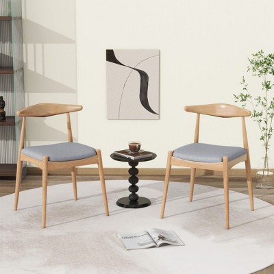 NicBex Set of 2 Mid-Century Modern Dining Chairs with Upholstered Fabric Seats,Armless Chairs with Rubberwood Legs for Kitchen,Living Room