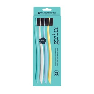 Grin Natural 100% Recycled Toothbrushes - Soft - Summer Beach - 4ct - 1 of 4