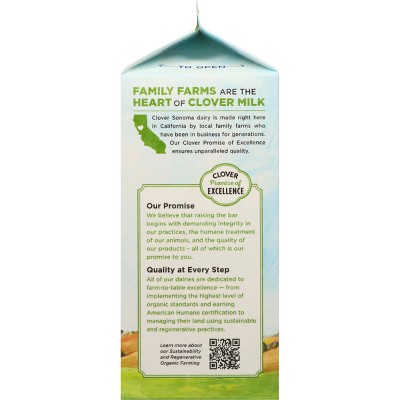 Clover Sonoma Fresh Organic Pastured Raised 2% Milk - 0.5gal