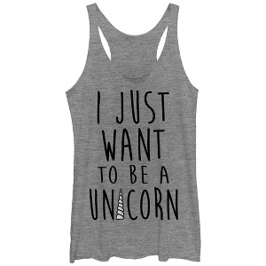 Women's Lost Gods I Just Want to be a Unicorn Racerback Tank Top - 1 of 3