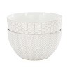 Gibson Elite Earlhart 2 Piece 6 Inch Ribbed Stoneware Cereal Bowl Set in White - 2 of 4