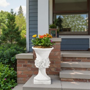 Wooakway 20" H Outdoor Urn Planters Decor Garden Pots Indoor Urn Filters White - 1 of 4