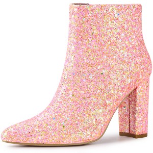 Allegra K Women's Back to College Pointed Toe Chunky Heel Ankle Boots - 1 of 4