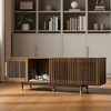 Modern 74" TV Stand with Sliding Flip-Down Glass Door, MDF Wood Media Console Entertainment Cabinet with Storage for Living Room and Bedroom - 2 of 4