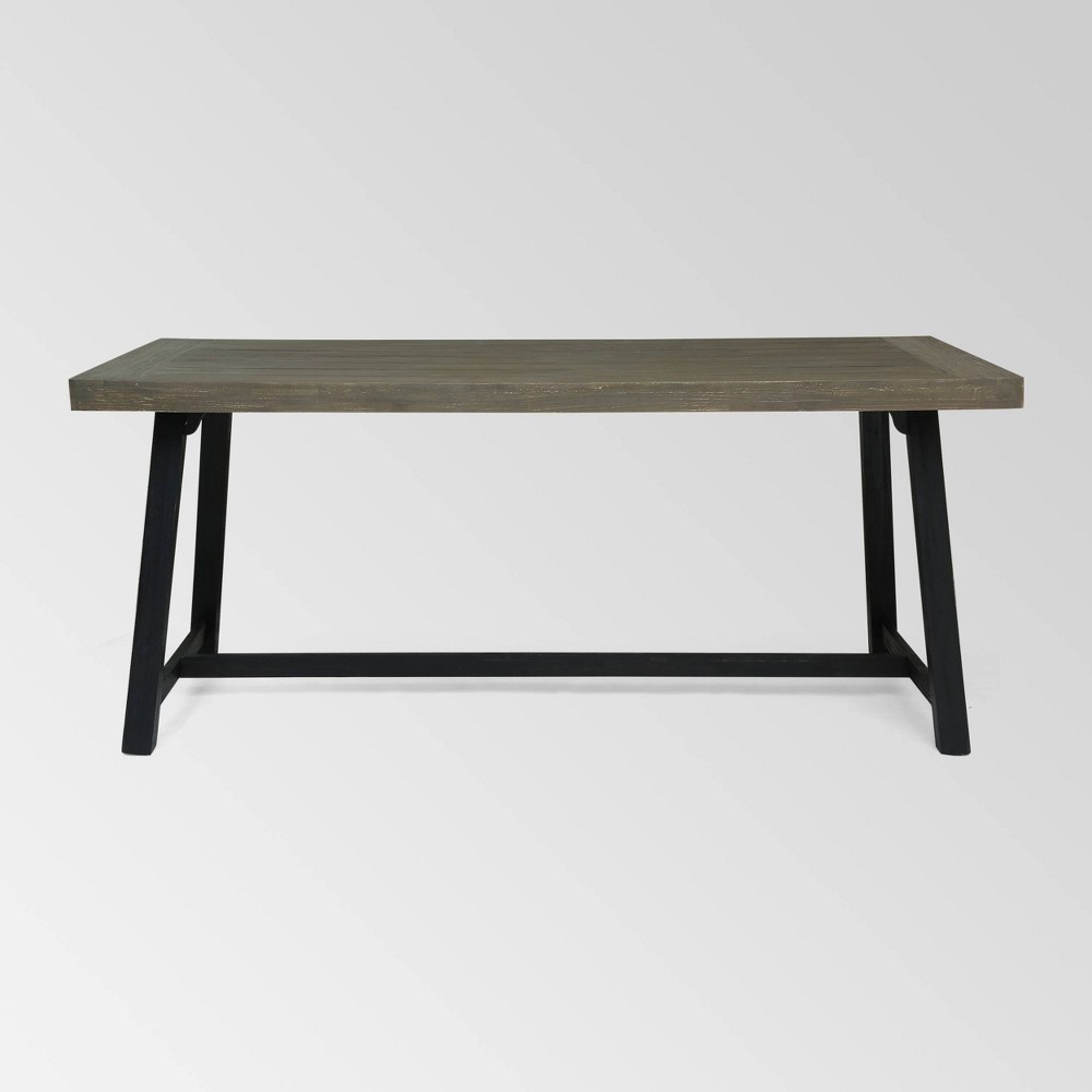 Raphael Rectangle Acacia Wood Dining Table Gray Christopher Knight Home