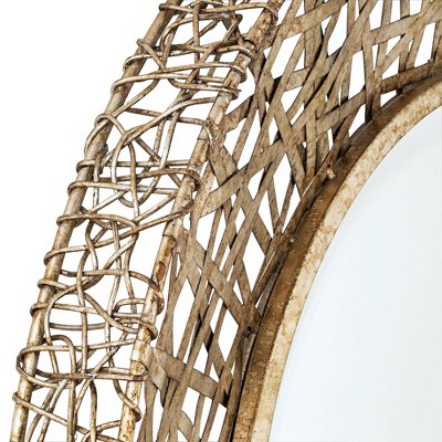 Contemporary 32" Round Bronze and Silver Beveled Wall Mirror