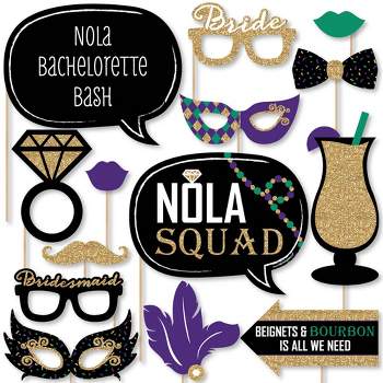 Big Dot of Happiness Nola Bride Squad - New Orleans Bachelorette Party Photo Booth Props Kit - 20 Count