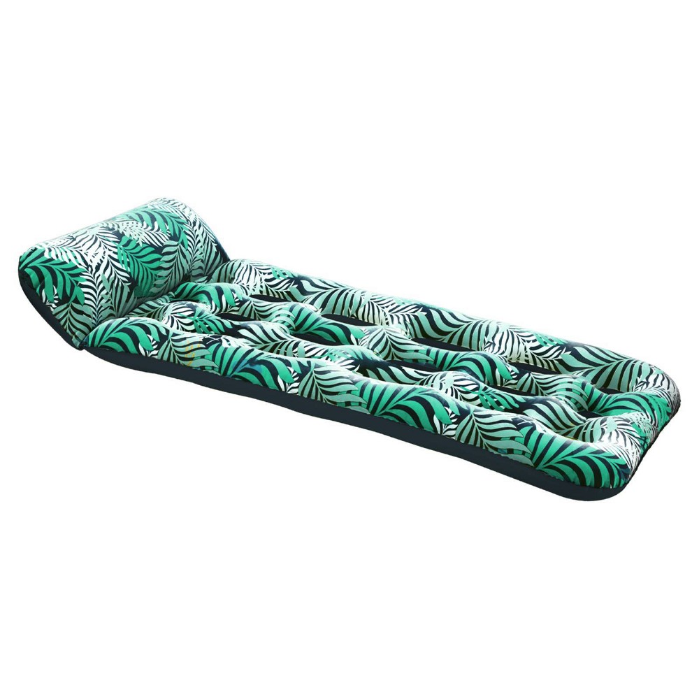 Aqua Leisure Contour Lounge Water Floats and Inflatables - Teal Fern Print