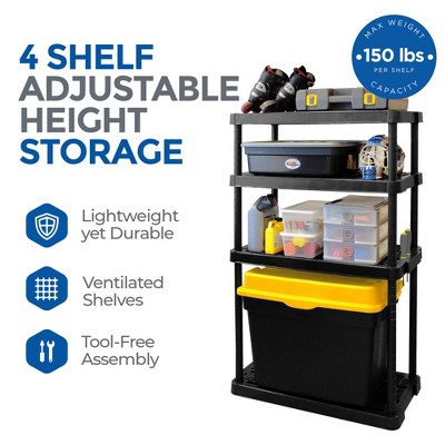 Black Adjustable Kids Storage Shelving Unit, 32.4" Length