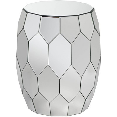 Studio 55D Modern Glam Mirrored Round Accent Side End Table 18" Wide Silver Geometric for Living Room Bedroom Entryway House Home