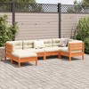 vidaXL 6 Piece Patio Sofa Set with Cushions Wax Brown Solid Wood Pine - Wax Brown - 3 of 4