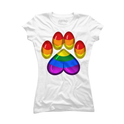 Adult Design By Humans Rainbow Pride Heart Pawprint By leashonlife T-Shirt