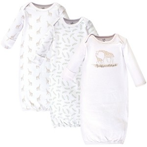 Touched by Nature Baby Organic Cotton Long-Sleeve Gowns 3pk, Little Giraffe, 0-6 Months - 1 of 4