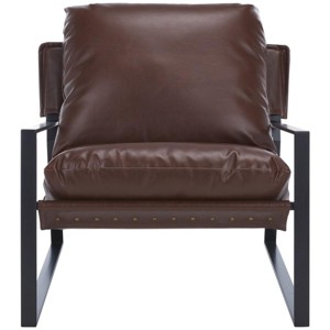 Popham Pillow Top Accent Chair - Dark Brown/Black - Safavieh - 1 of 4