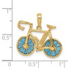 Black Bow Jewelry 14k Yellow Gold 3D Blue Translucent Acrylic Bicycle Pendant - 4 of 4