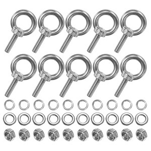 Unique Bargains Stainless Steel Durable Rust-Resistant Eyebolts with Nuts Washers Male Screw for Fastening 10 Pcs - 1 of 4