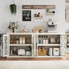RONSHIN 71" Large Buffet Sideboard with Storage, Modern Coffee Bar Cabinet with 4 Glass Doors, White Kitchen Buffet & TV Stand for 50-80 Inch TV - 3 of 4