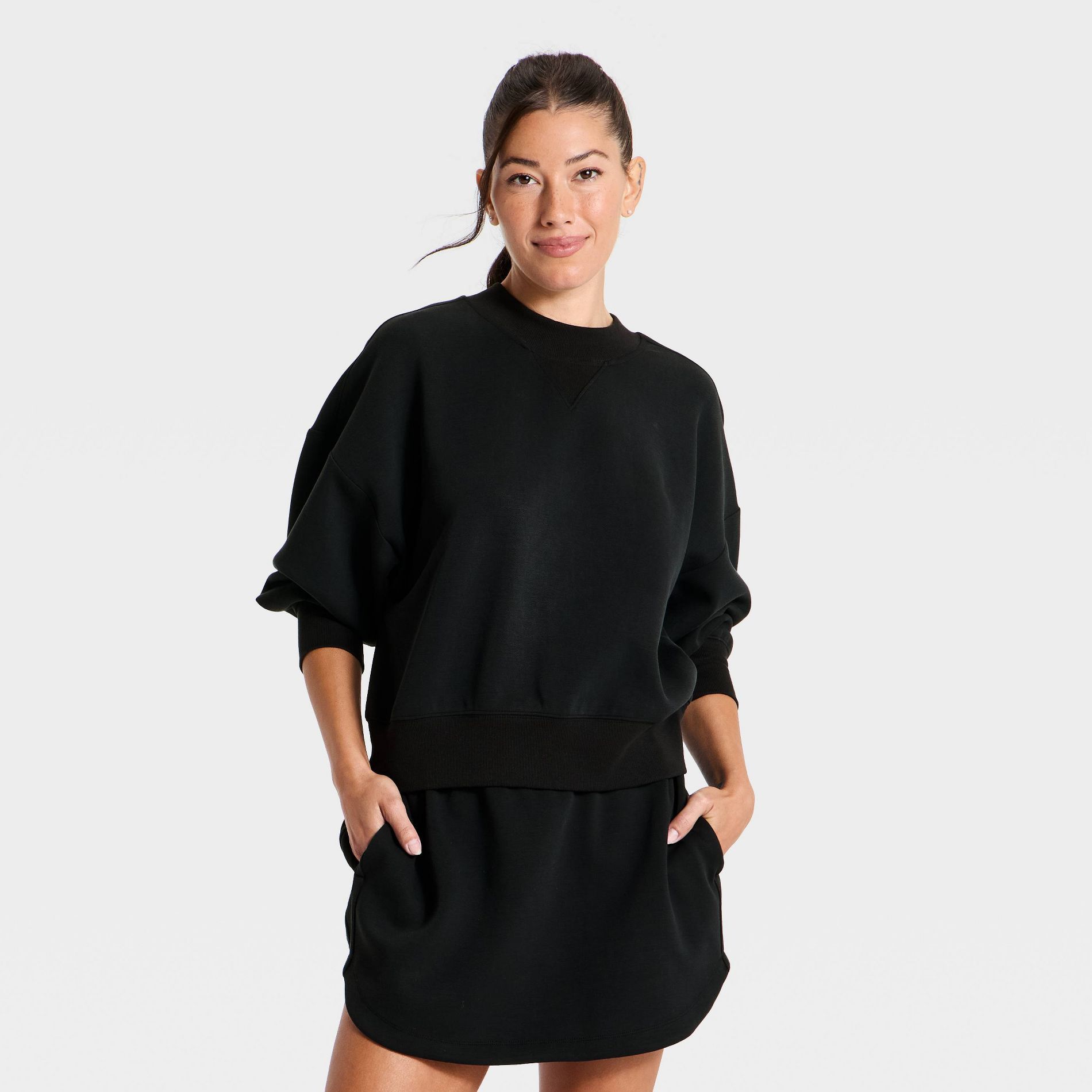 Women's Airy Sleek Pique Crewneck Sweatshirt - All In Motion™