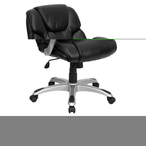 Mid Back Black Leather Swivel Task Chair Belnick