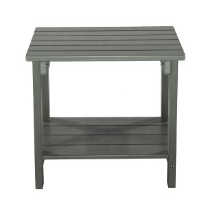 CAVINAS 18" 2-Tier HIPS Patio End Table,Outdoor Rectangular Side Table for Porch,Courtyard,Poolside&Garden,Rustic Outdoor Furniture,Gray - 1 of 3