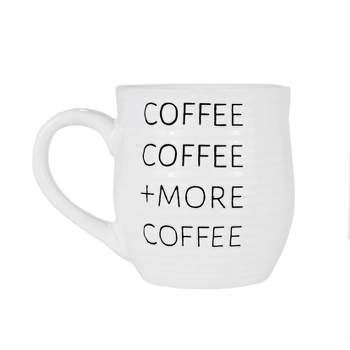 Amici Home Coffee, Coffee, More Coffee Ceramic Mug, Black Letters on White Coffee/Tea Mug, Microwave & Dishwasher Safe,20-Ounce