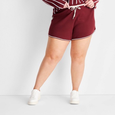 Women's Mid-Rise Sweater Track Cargo Shorts - Future Collective Burgundy 1X