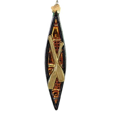 Old World Christmas 6.25 In Green Canoe Ornament Paddles Water Tree Ornaments