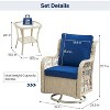 Outdoor Swivel Rocker Chairs Set 3 Piece Wicker Swivel Patio Chair with Rocking Chair, Thickened Cushions & Rattan Side Table for Balcony, Porch - 4 of 4