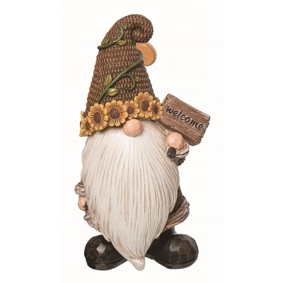 Transpac Resin Brown Harvest Sunflower Gnome Figurine