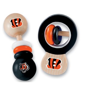 BabyFanatic Wood Rattle 2 Pack - NFL Cincinnati Bengals Baby Toy Set - 1 of 4