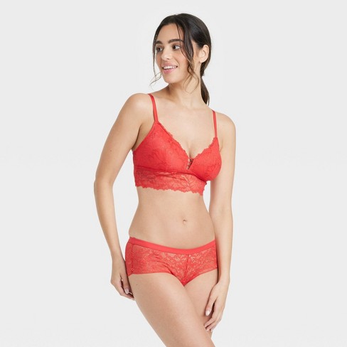 Women's Micro and Lace Hipster Underwear - Auden™ Red L