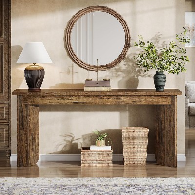 Hommoo Farmhouse Extra Long Console Table Rustic Brown