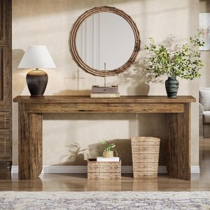 Hommoo Farmhouse Extra Long Console Table Rustic Brown - 1 of 4