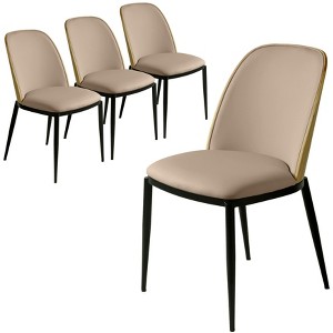 LeisureMod Tule Modern Dining Chair Set of 4 with PU Leather, Velvet, or Suede Seat and Black Steel Frame – Kitchen, Dining Room, Home, Cafe, Seating - 1 of 4