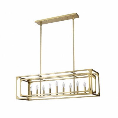 Easton 44'' Rubbed Brass 9-Light Linear Chandelier