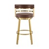 HomeRoots 26" Coffee and Gold Faux Leather and Stainless Steel Low Back Counter Height Swivel Bar Chair - 4 of 4
