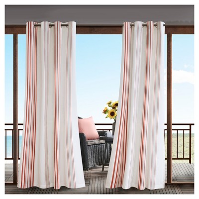 Ventura Printed Stripe 3M Scotchgard Outdoor Panel Coral/White - 54x84"