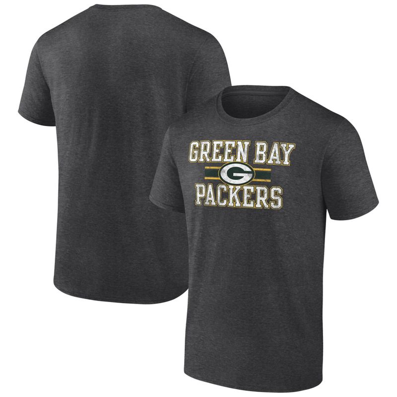 NFL Green Bay Packers Men&#39;s Team Striping Gray Short Sleeve Bi-Blend T-Shirt, 1 of 4