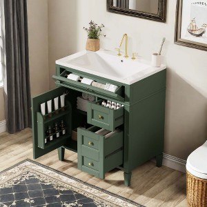 NicBex 30" Bathroom Storage Cabinet with Sink, Morden Bathroom Vanity, 2 Drawers and 1 Spacious Cabinet Door for Bathroom - 1 of 4