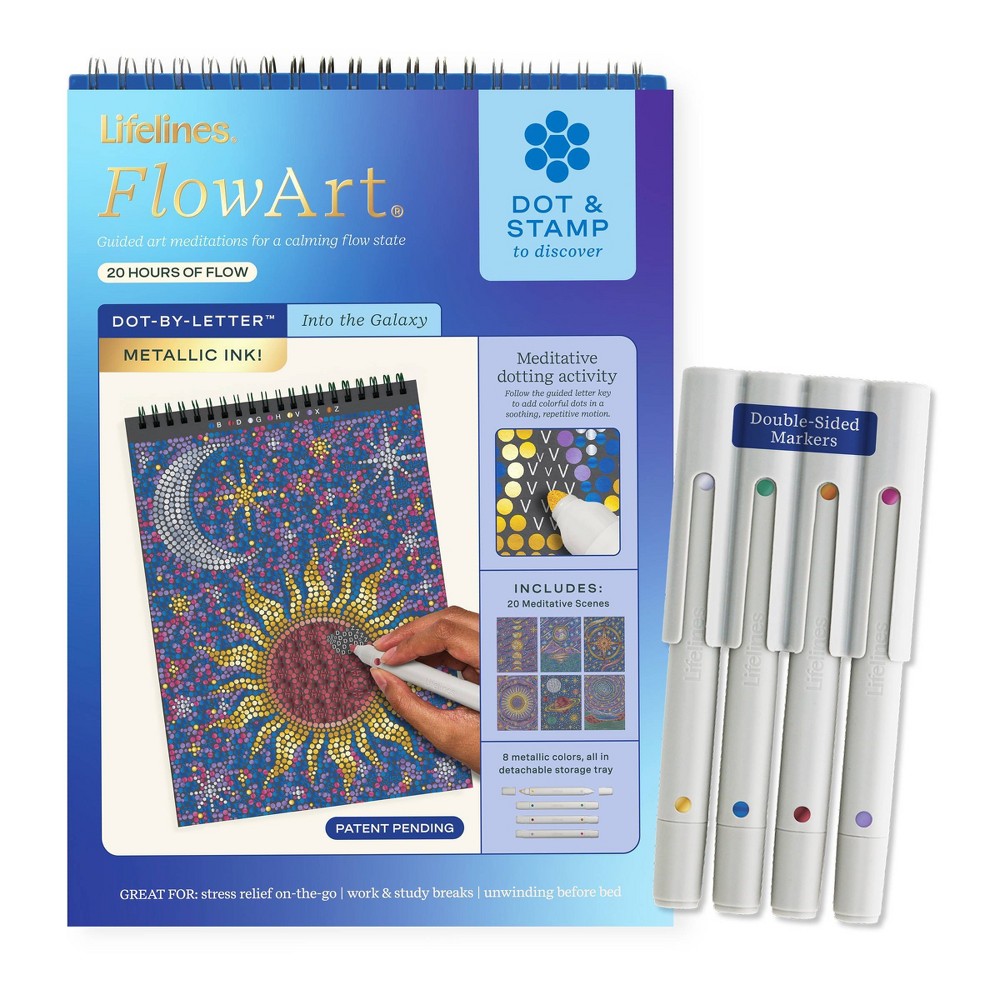 Lifelines FlowArt: Dot-By-Letter, Into the Galaxy, Metallic ink